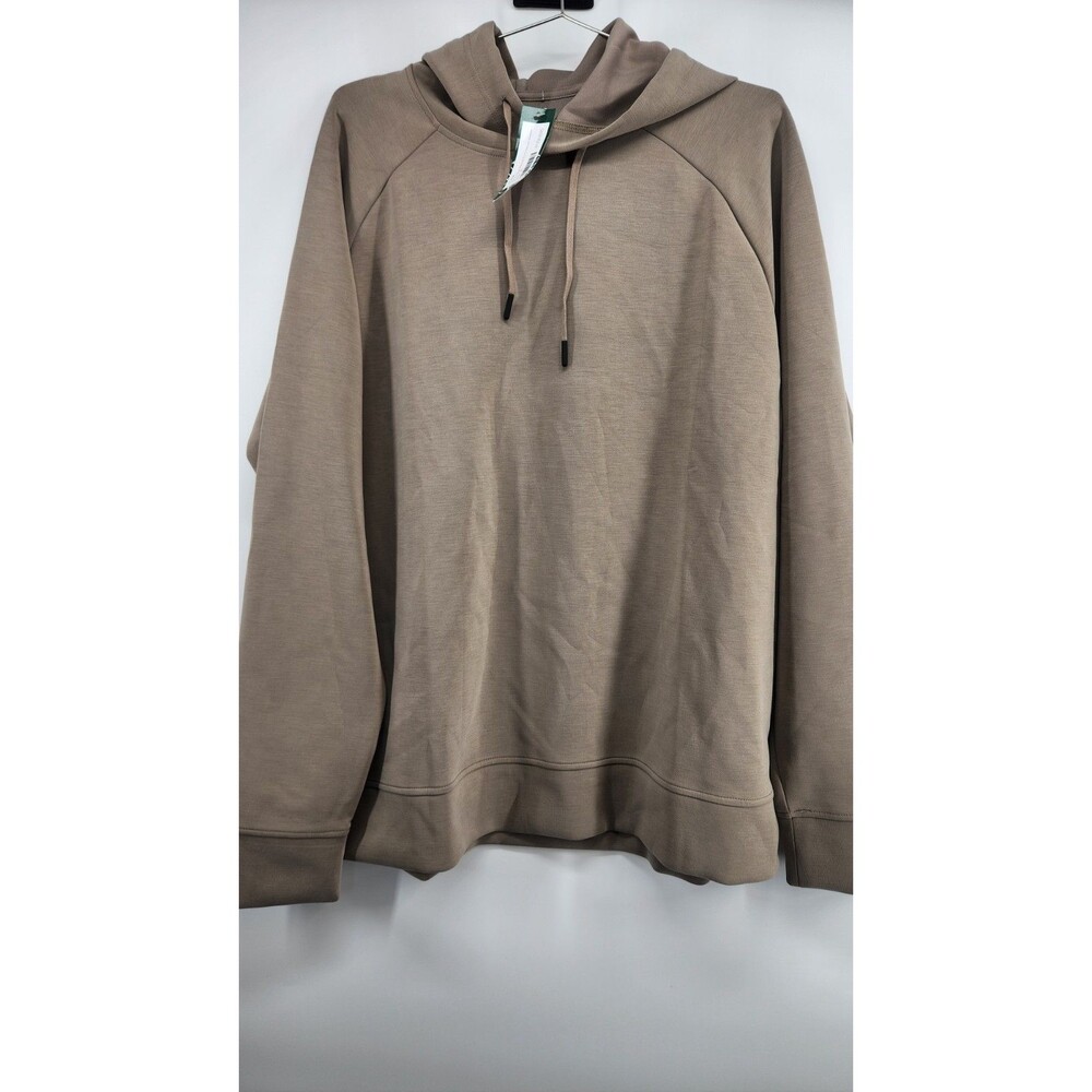 01.Algo Mens XL Tauge Beige Performaluxe Relaxed Fit Pullover Hoodie Sweater NWT